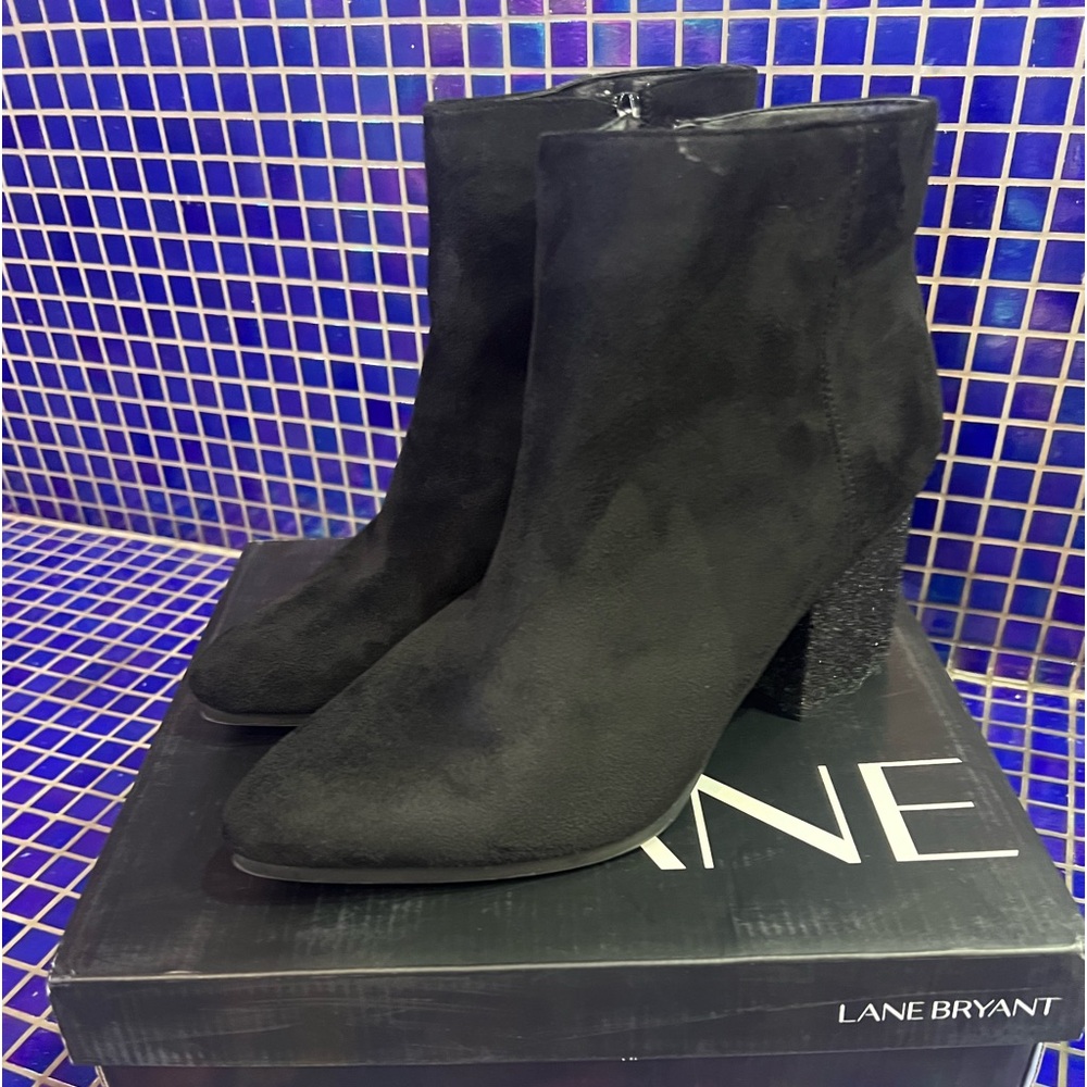 Lane Bryant Black Bootie with Glitter Heel. 10W